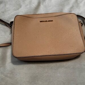 Michael Kors Blush Saffiano Crossbody Bag with Gold Logo